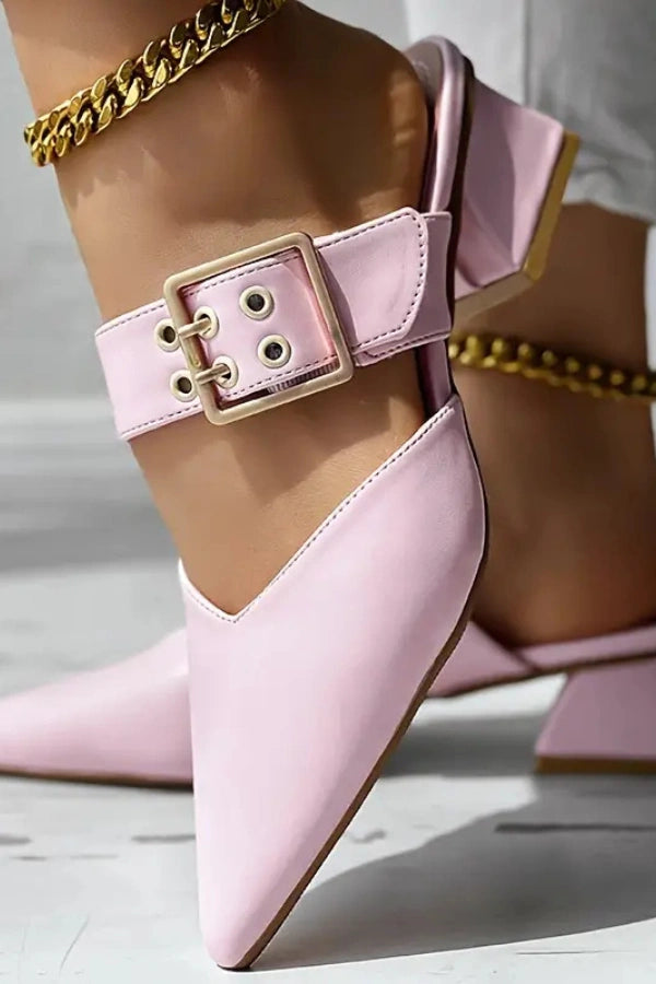 Rote Schlupf‑Pumps mit spitzem Zehenbereich und Blockabsatz